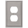 Amertac Metro Line Outlet Wallplate, 478 in L, 3 in W, 1 Gang, Metal, Brushed Nickel, Wall Mounting 77DBN